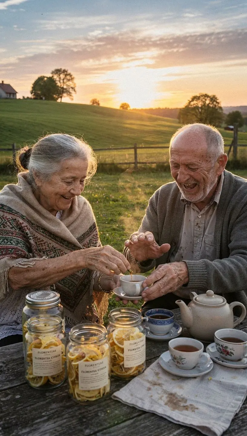 Šviežios citrinos šakos ir arbatos lapai, patiekiami ant elegantiško stalo